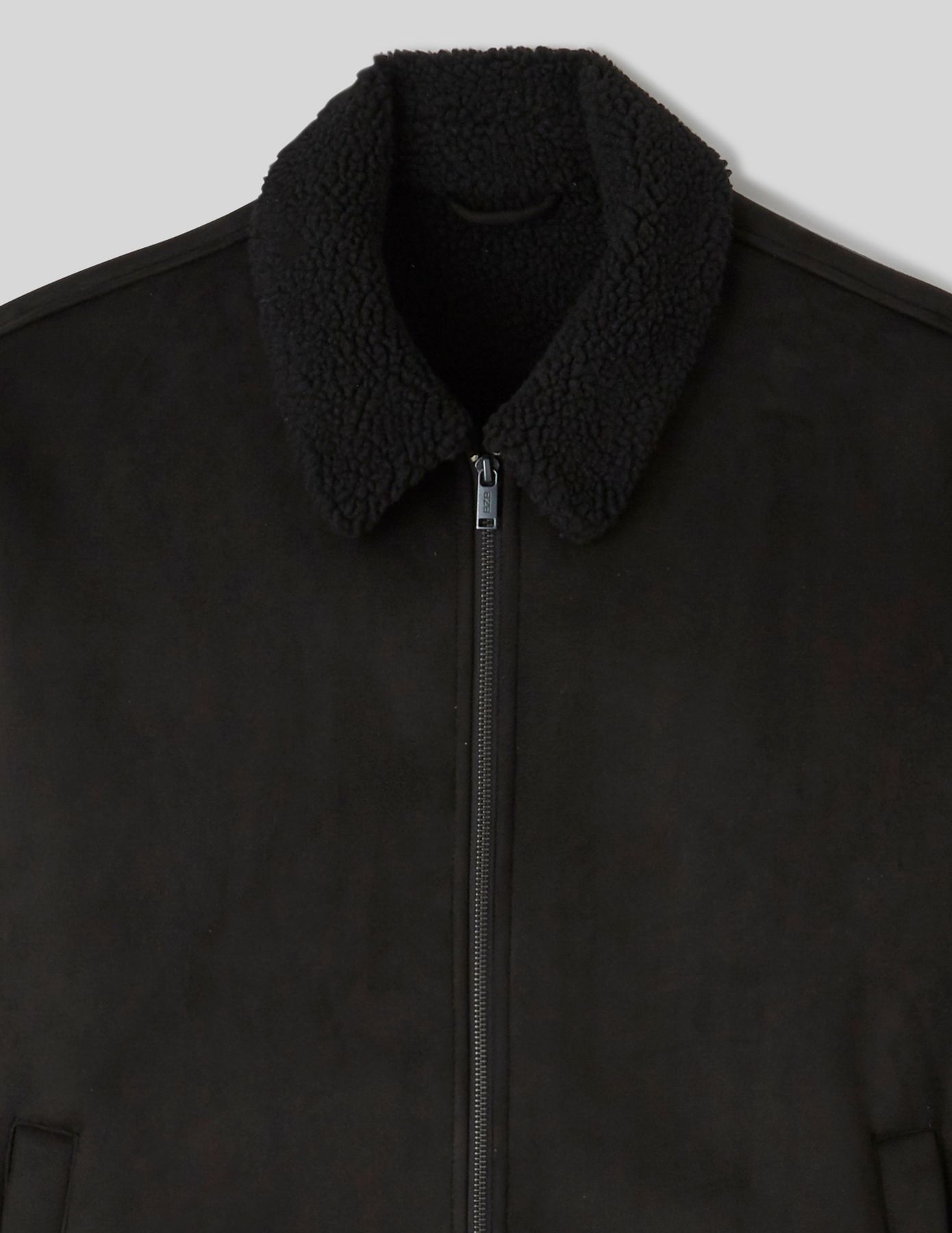 Blouson suedine zippé col sherpa