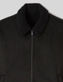 Blouson suedine zippé col sherpa