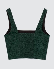 Top corset en denim imprimé