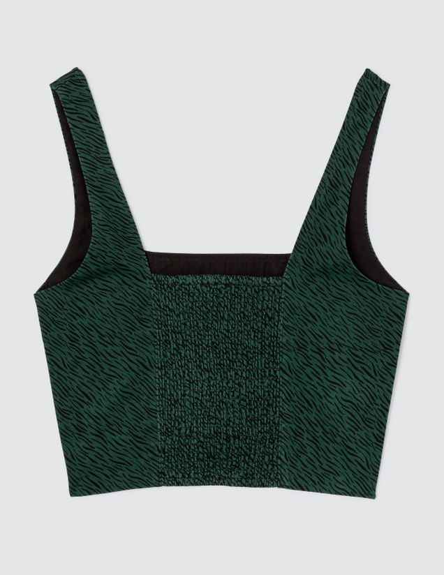 Top corset en denim imprimé