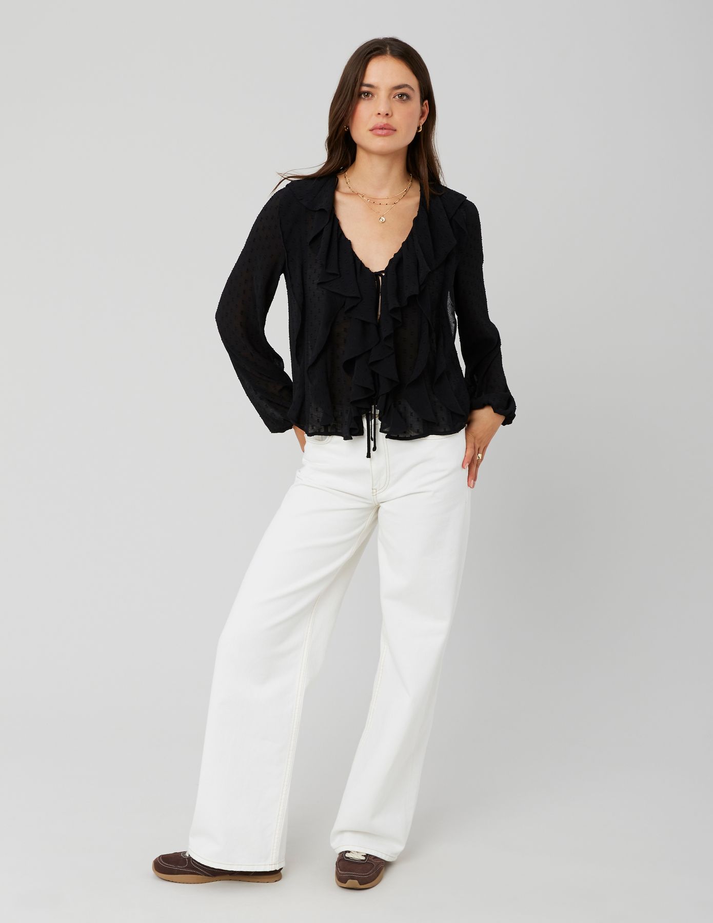 Blouse plumetis à volants