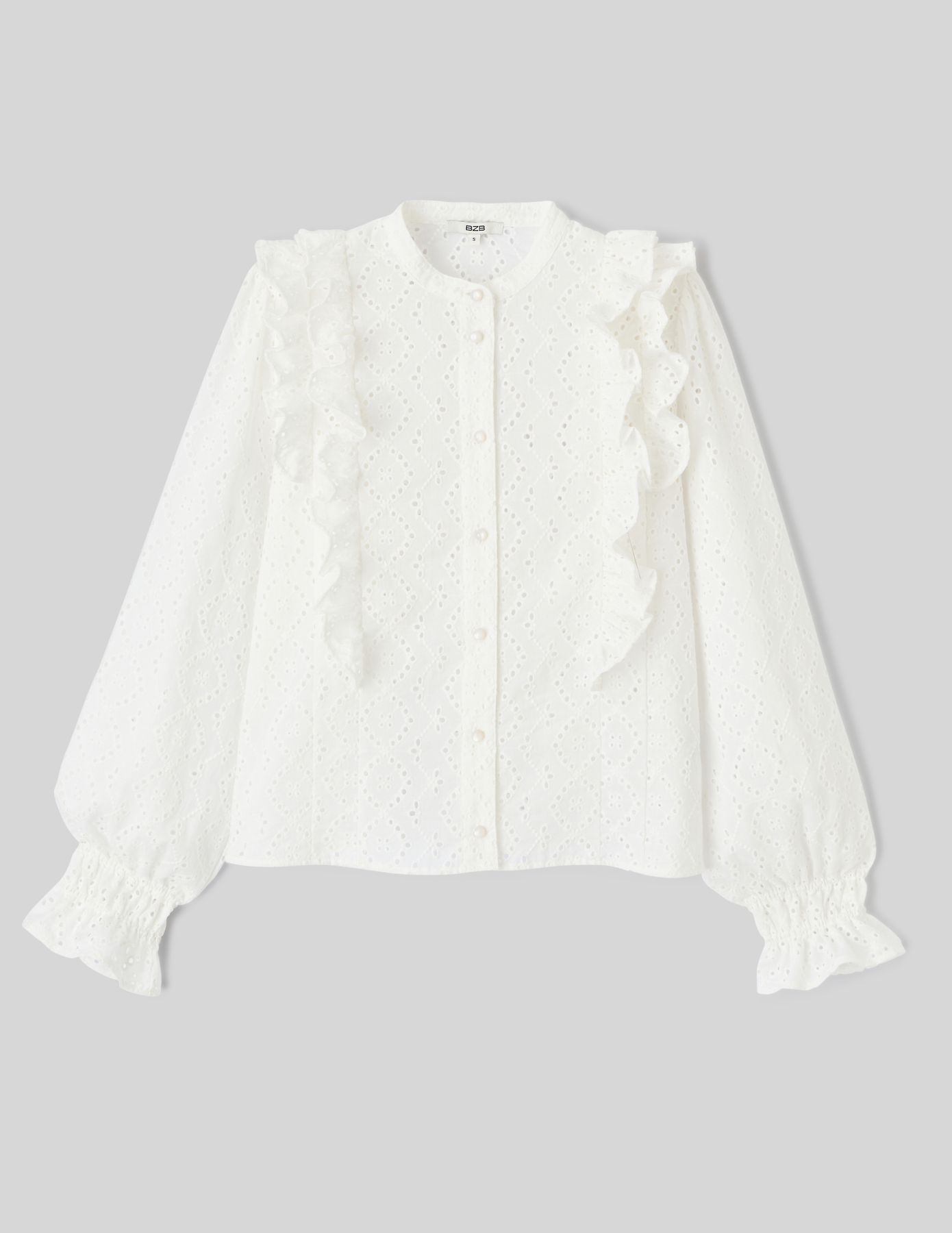 Blouse broderie anglaise &agrave; volants