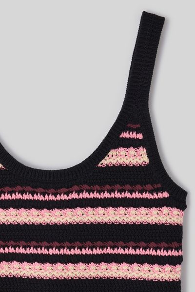 D&eacute;bardeur ray&eacute; en crochet multicolore