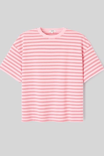 T-shirt ray&eacute; et imprim&eacute;