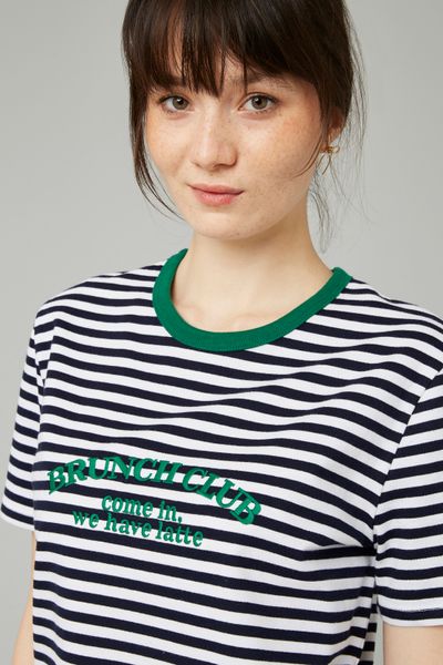 T-shirt rayé brodé