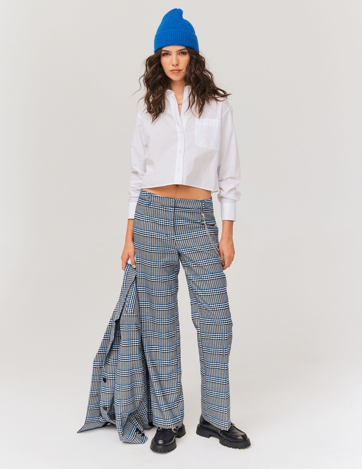 Pantalon carreaux avec chaine