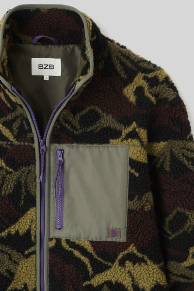 Blouson zipp&eacute; imprim&eacute; sherpa