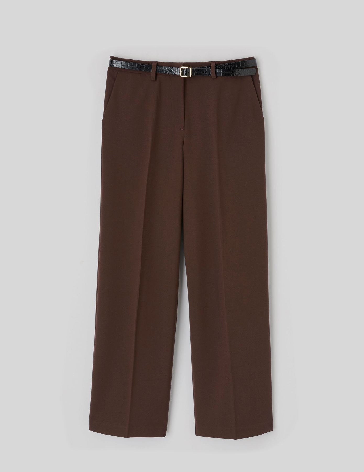 Pantalon droit &agrave; ceinture