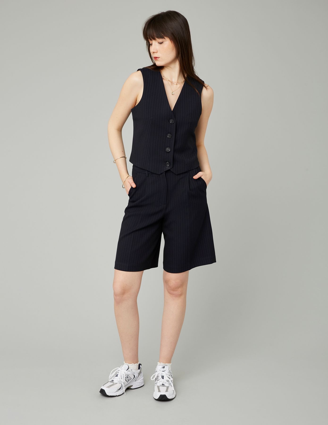 Bermuda ray&eacute; polyester recycl&eacute;