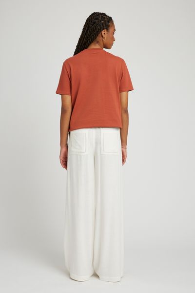 Pantalon fluide détail broderie