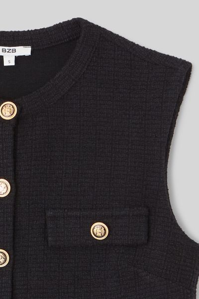Top sans manches effet tweed