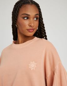 Sweat à fronces brodé