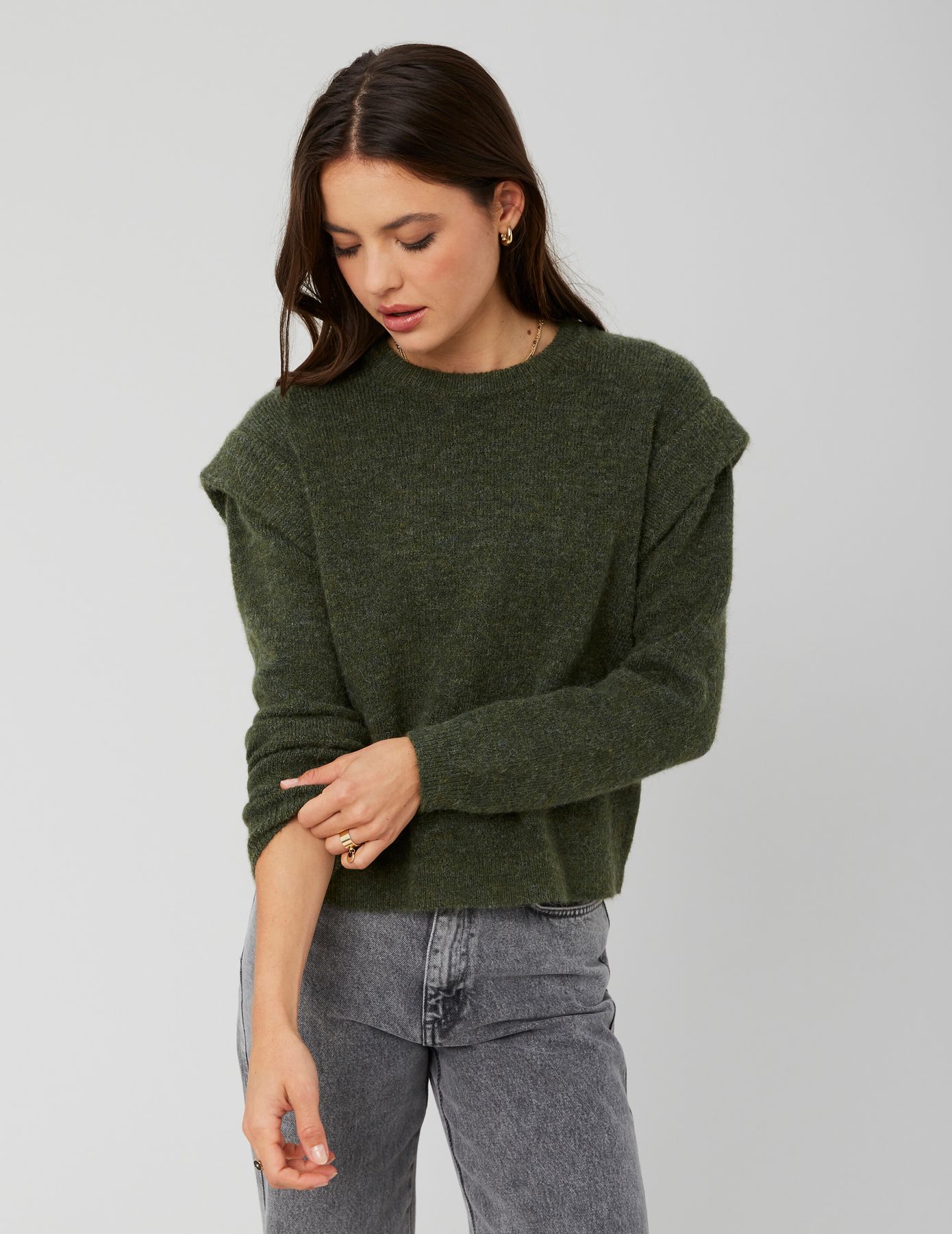 Pull col rond chiné