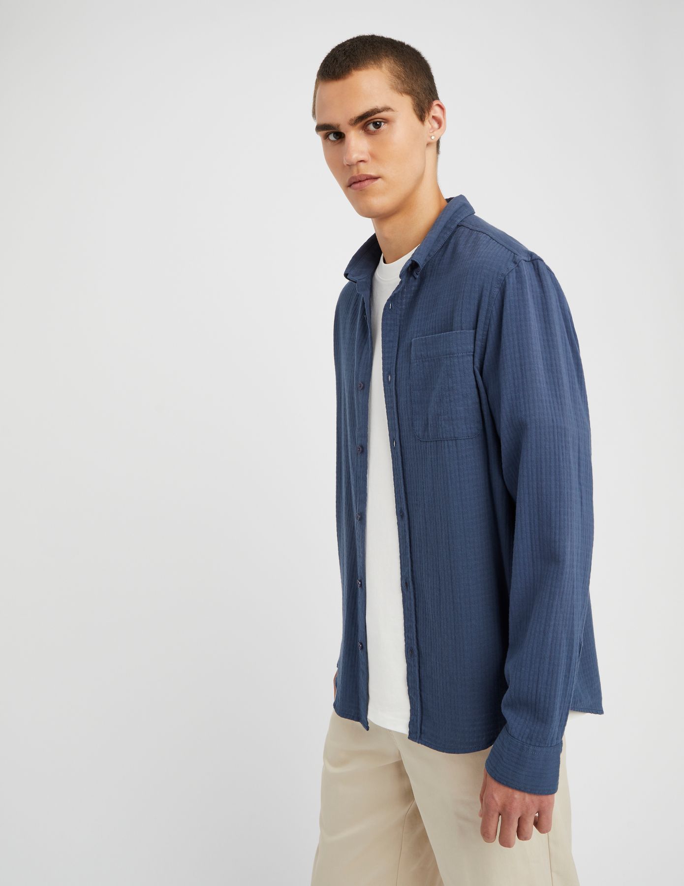 Chemise texturée unie droite