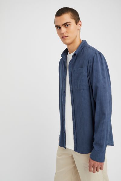 Chemise texturée unie droite
