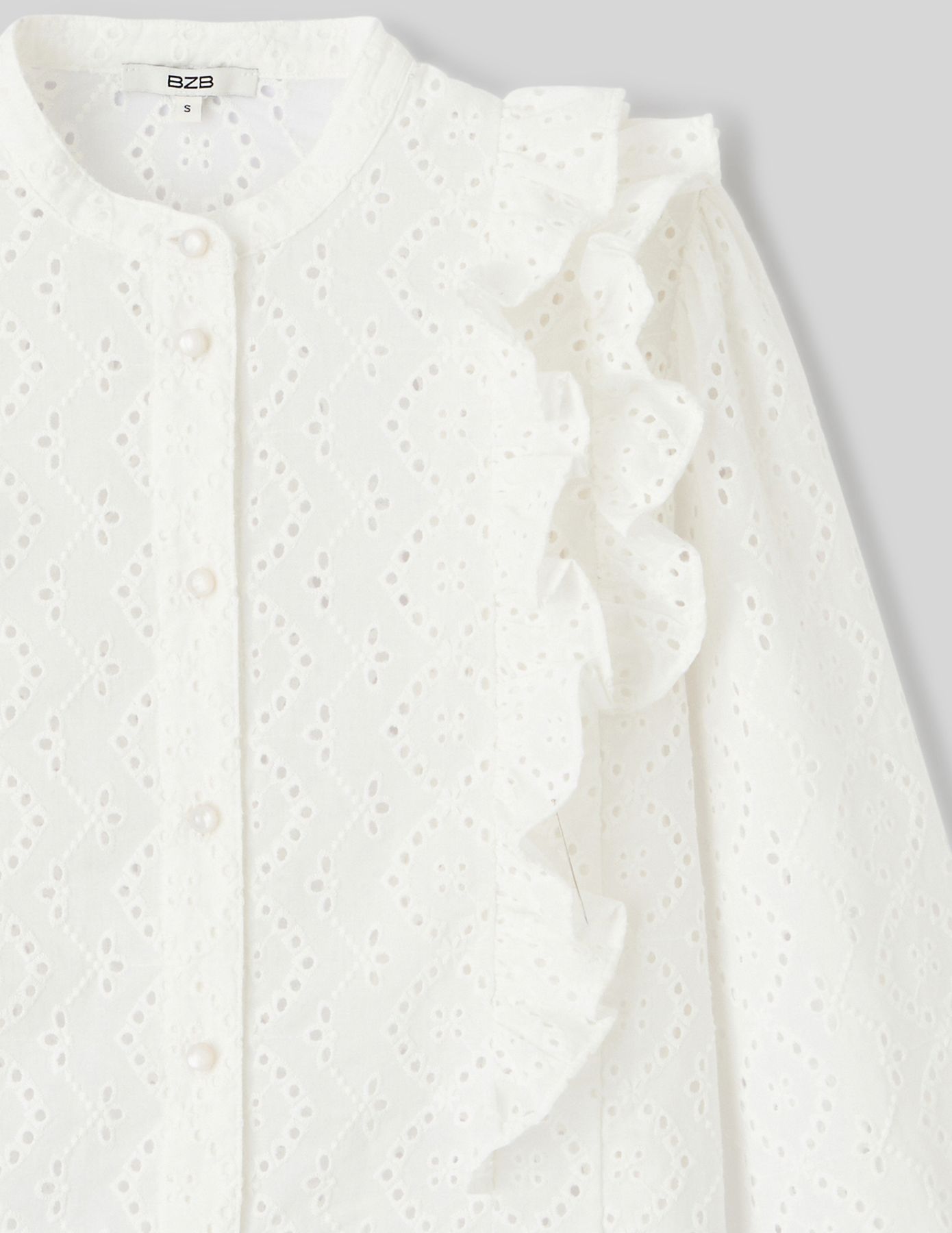 Blouse broderie anglaise &agrave; volants
