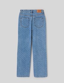 Jean straight brod&eacute; pois