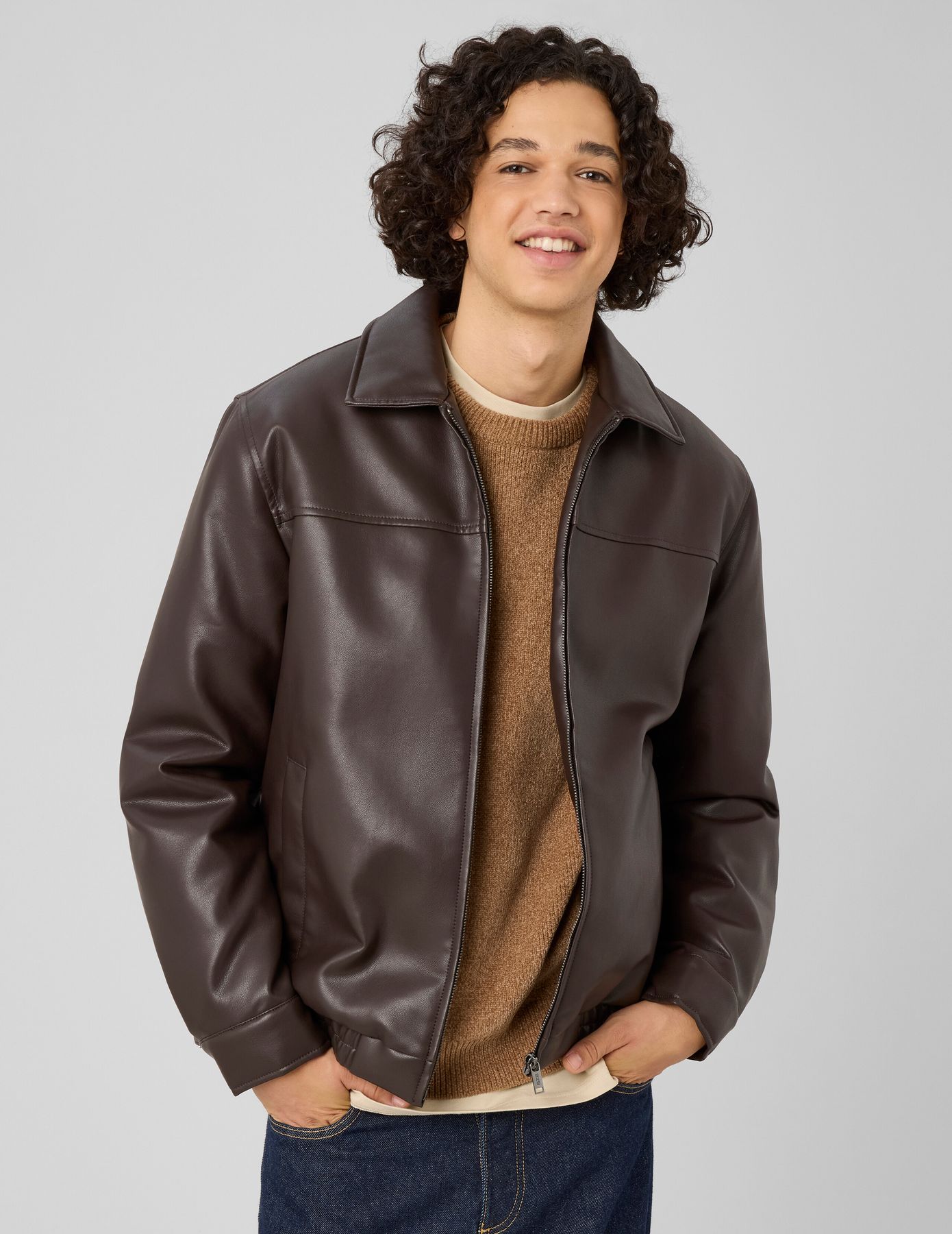 Blouson zipp&eacute; tissu enduit