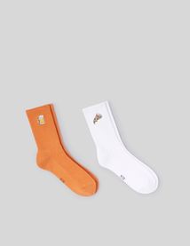 Lot de 2 paire chaussettes fantaisie broderie