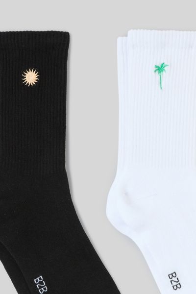 Lot de 2 chaussettes brod&eacute;e