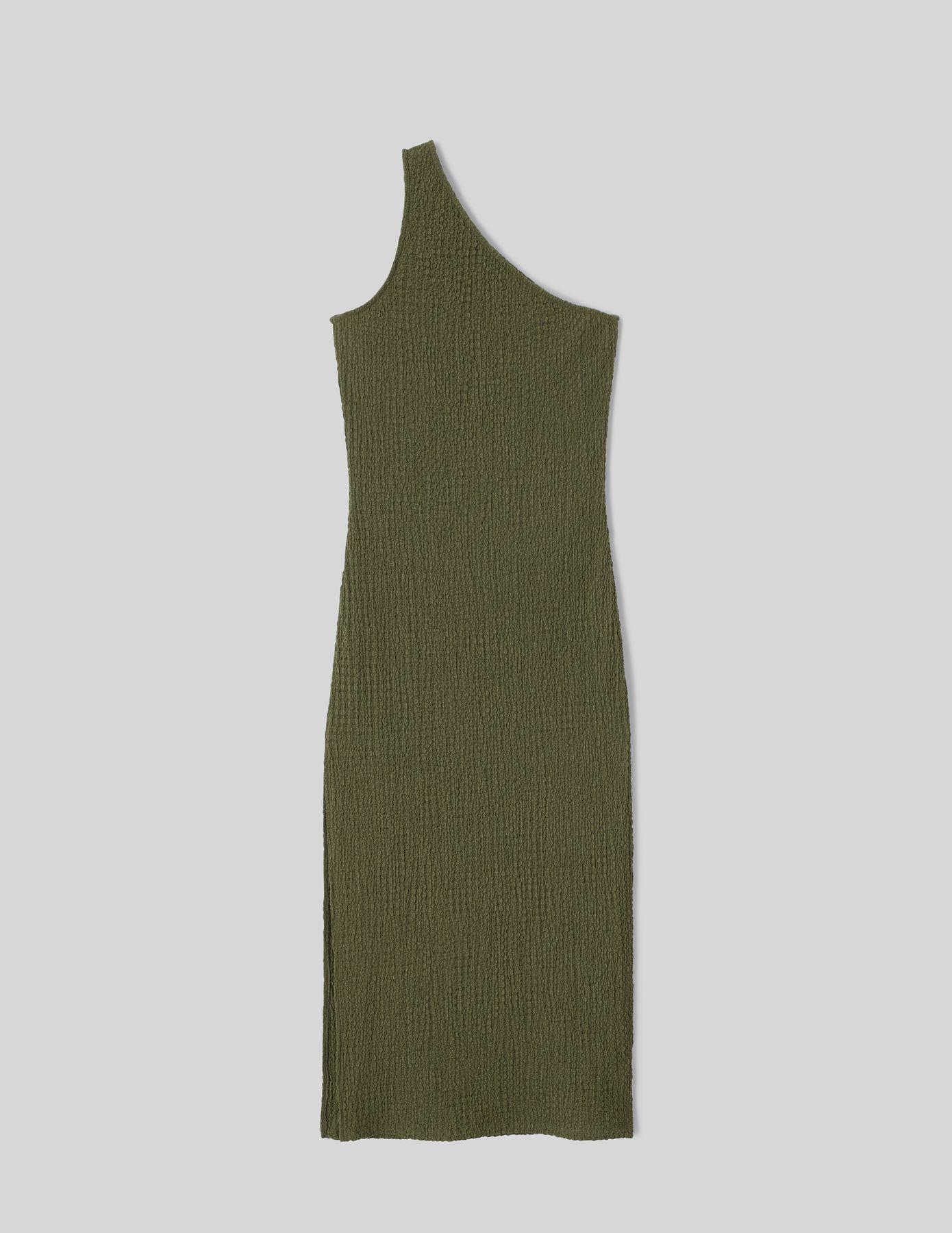 Robe longue asymétrique maille texturée