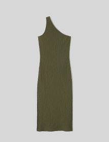 Robe longue asymétrique maille texturée