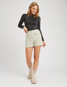 T-shirt col montant paillet&eacute;