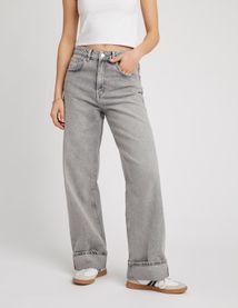 Jean baggy à revers