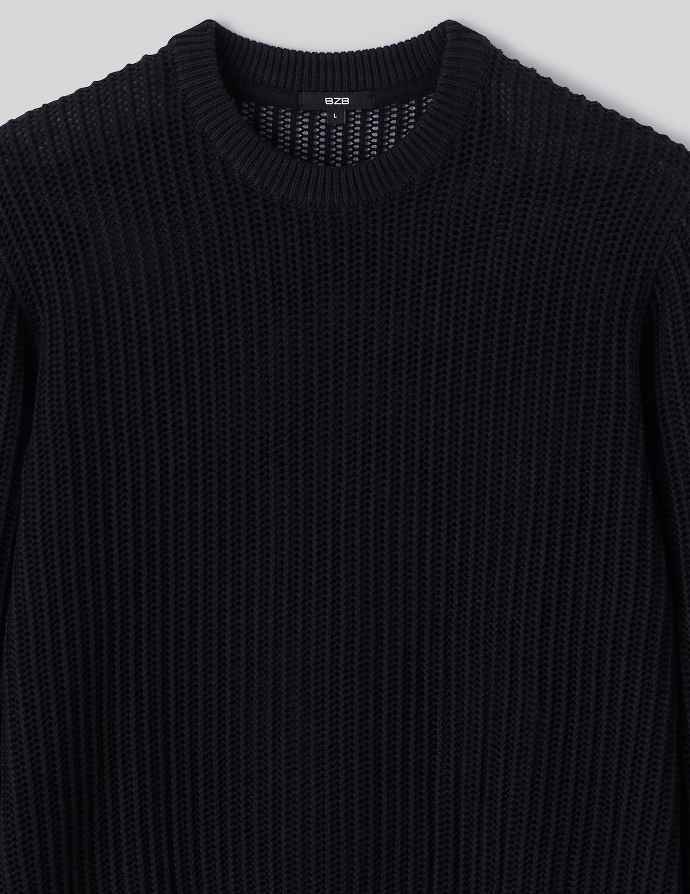 Pull col rond maille ajourée