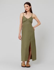 Robe longue unie en lin