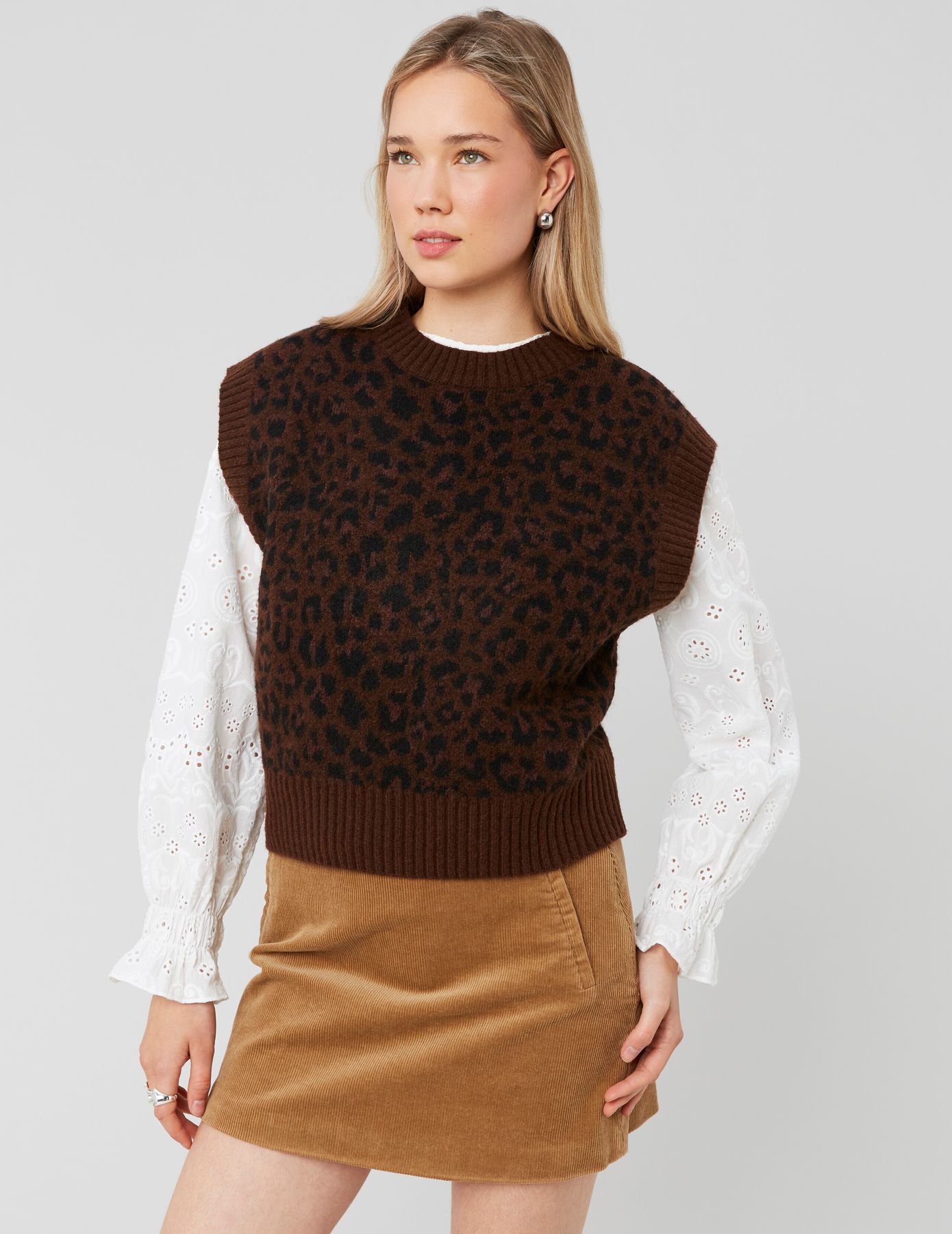 Pull sans manches léopard