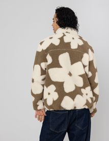 Veste sherpa zipp&eacute;e fleurs