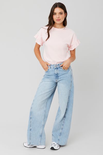 Jean wide leg empiècement côté