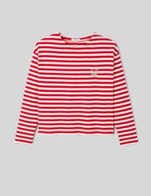 T-shirt brodé rayé