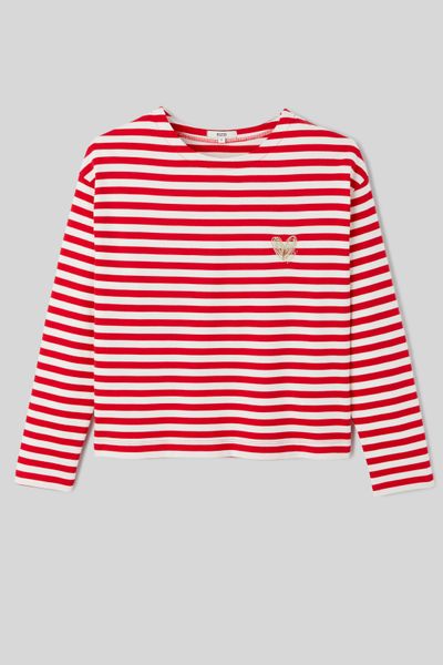 T-shirt brodé rayé