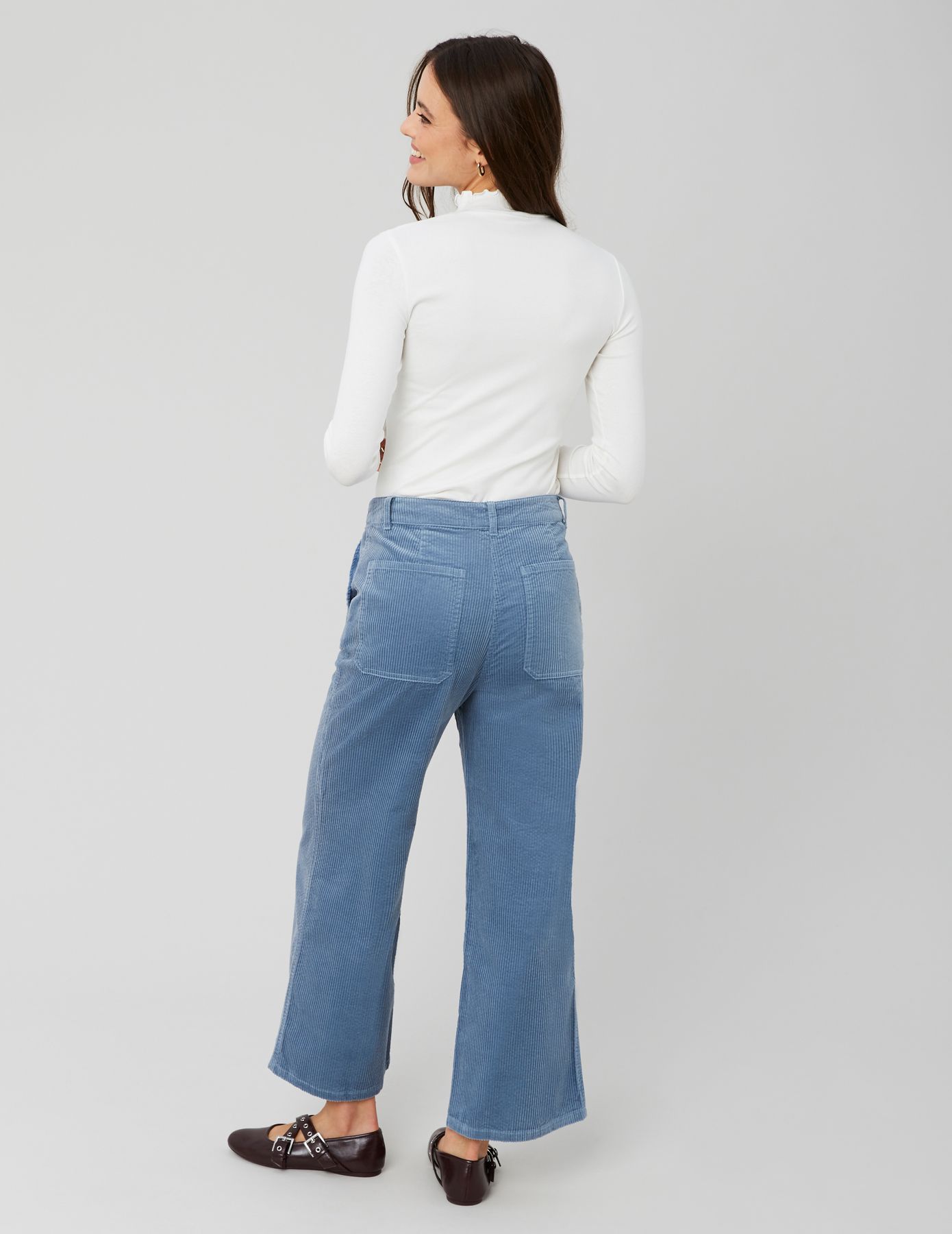Pantalon wide leg velours cropped