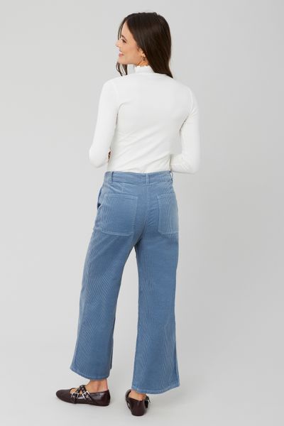 Pantalon wide leg velours cropped