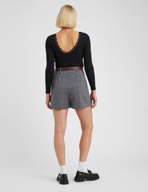 Jupe short pliss&eacute;e &agrave; carreaux