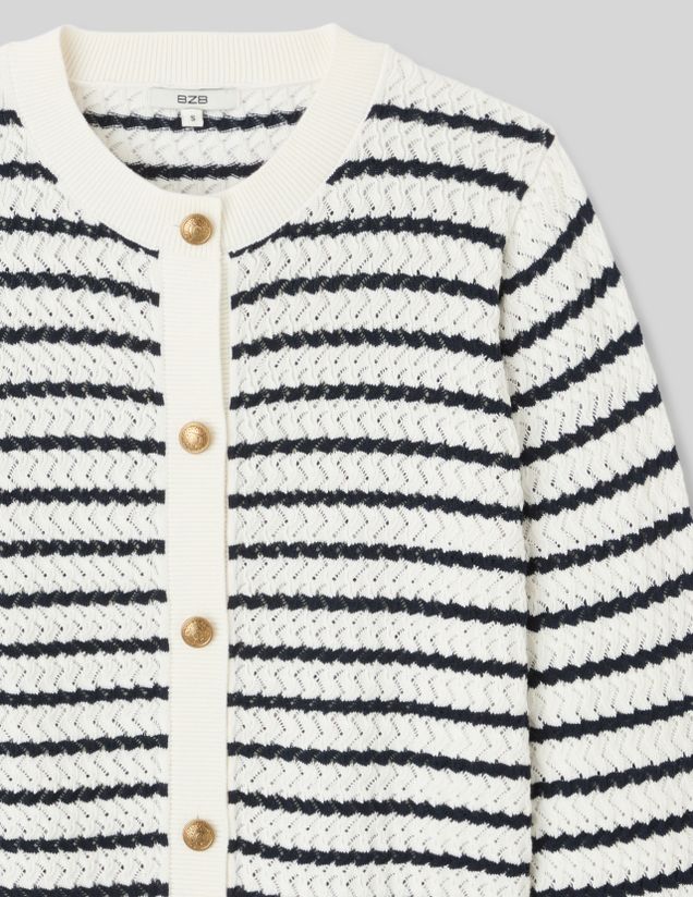 Gilet boutonn&eacute; &agrave; rayures