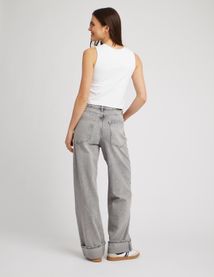 Jean baggy à revers