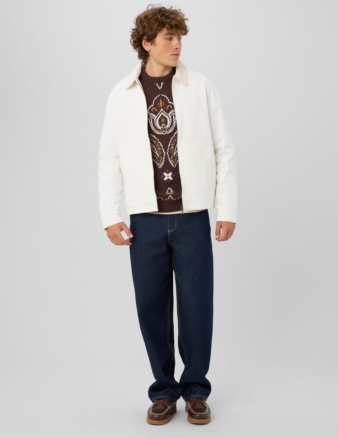 Pull jacquard fleurs