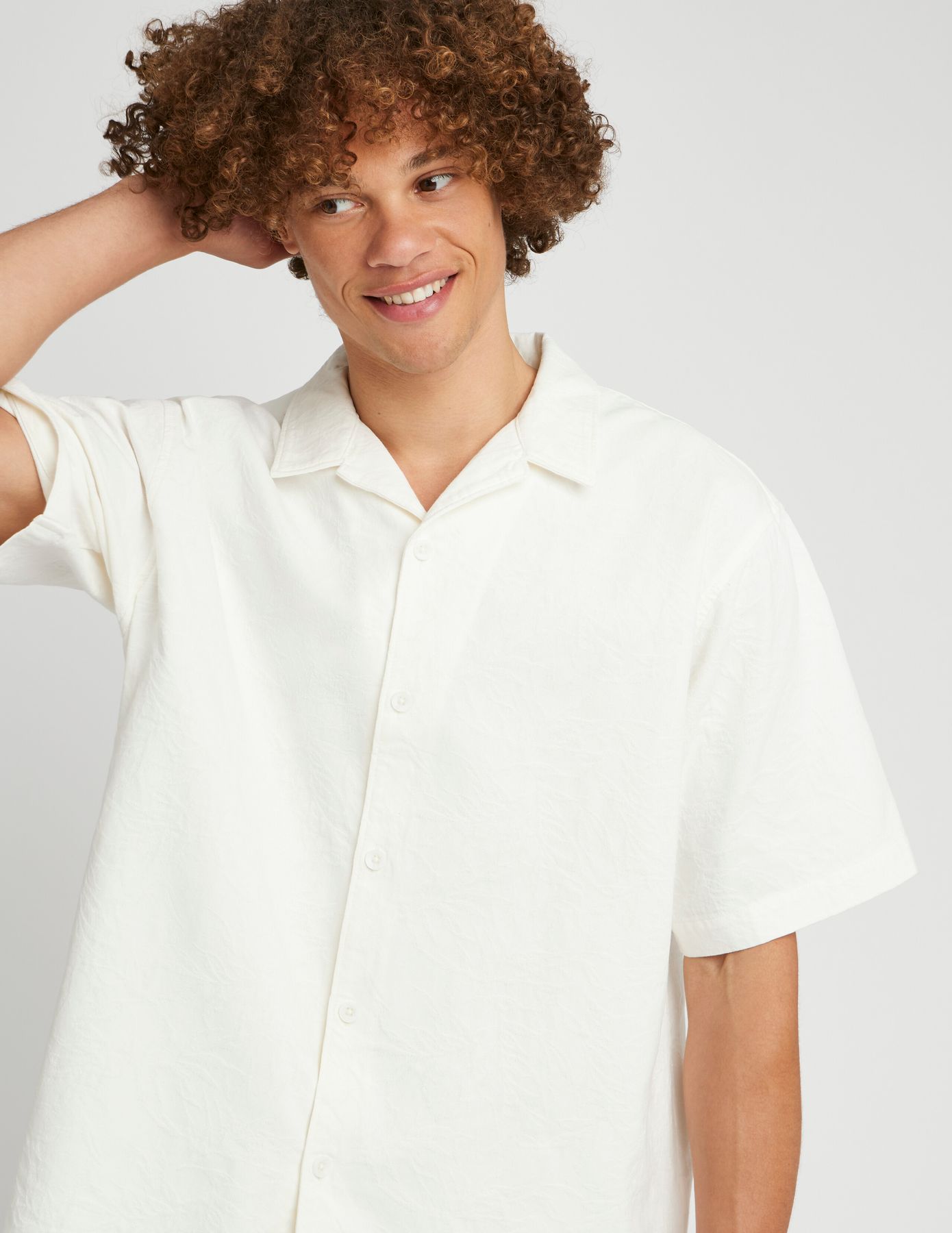 Chemise manches courtes unie jacquard