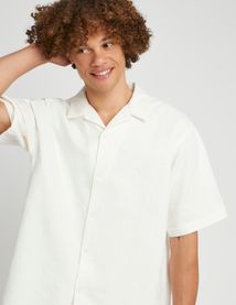 Chemise manches courtes unie jacquard