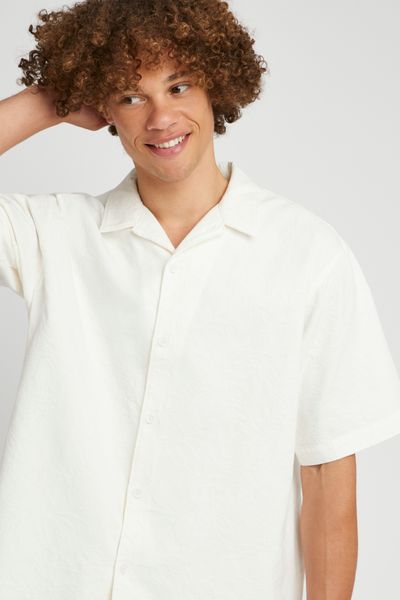 Chemise manches courtes unie jacquard