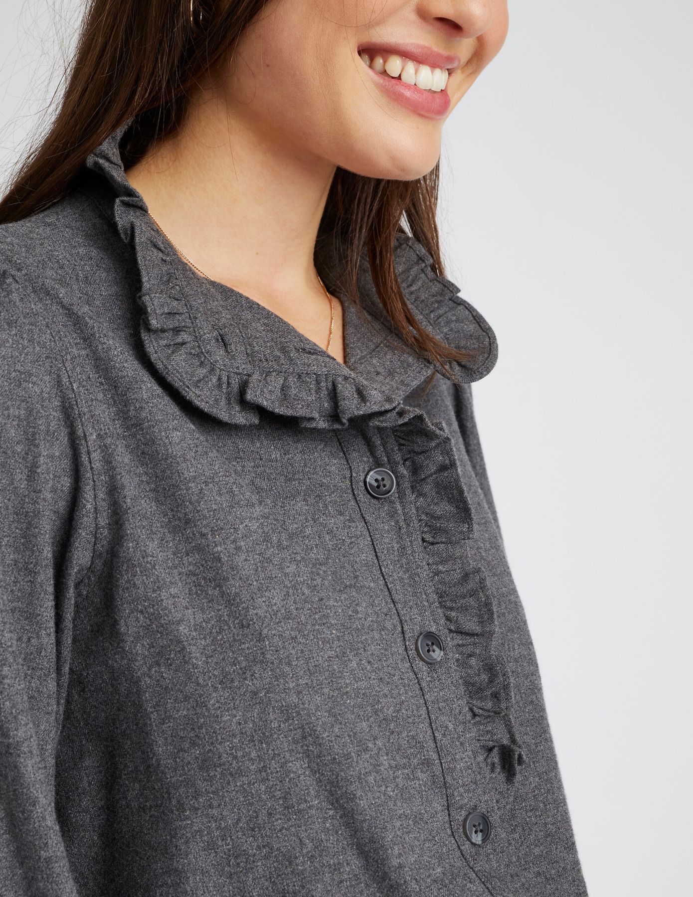 Chemise col montant en flanelle