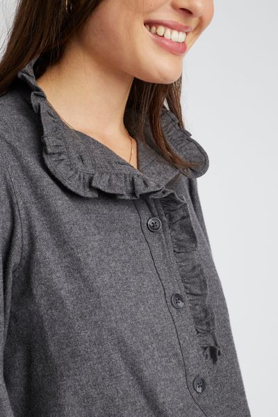 Chemise col montant en flanelle