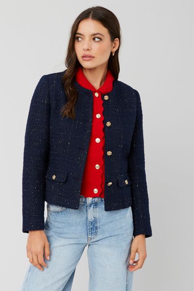 Veste en tweed à ceinture