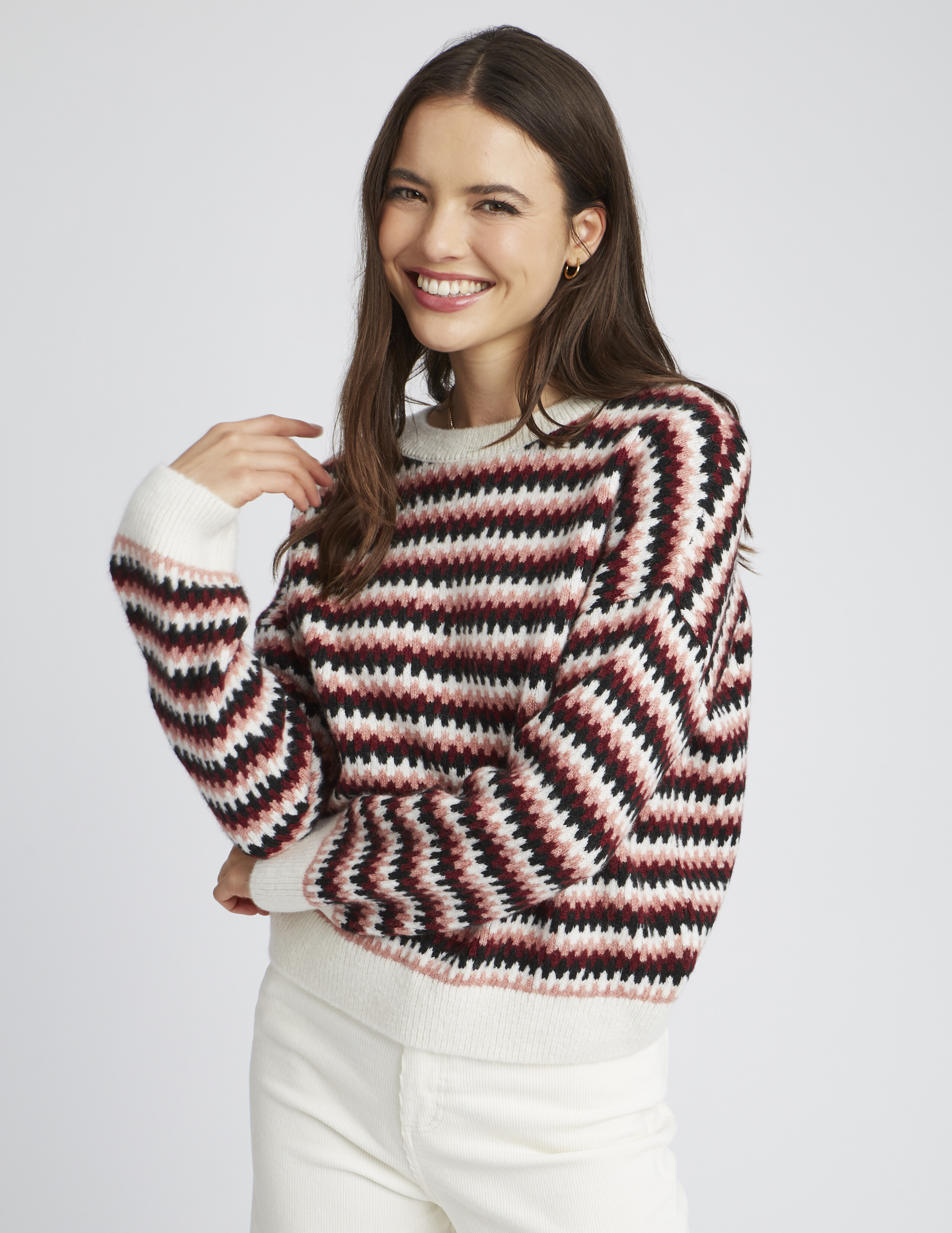 Pull jacquard fantaisie