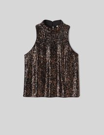 T-shirt sans manches à sequins