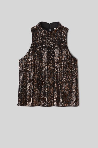 T-shirt sans manches à sequins